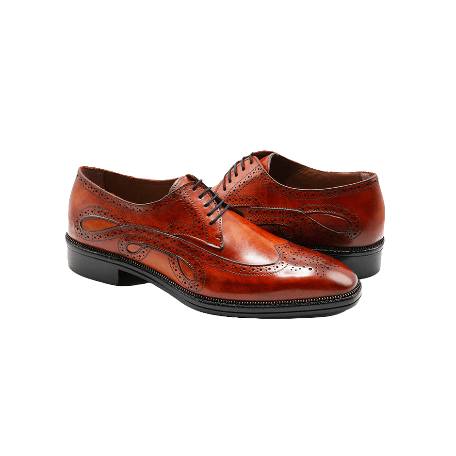 Store Men's Vintage Bennis Edwards Couture Collection Red Leather Wingtip Brogue Dress Shoes Heels Pumps Oxfords Sz. 8 D