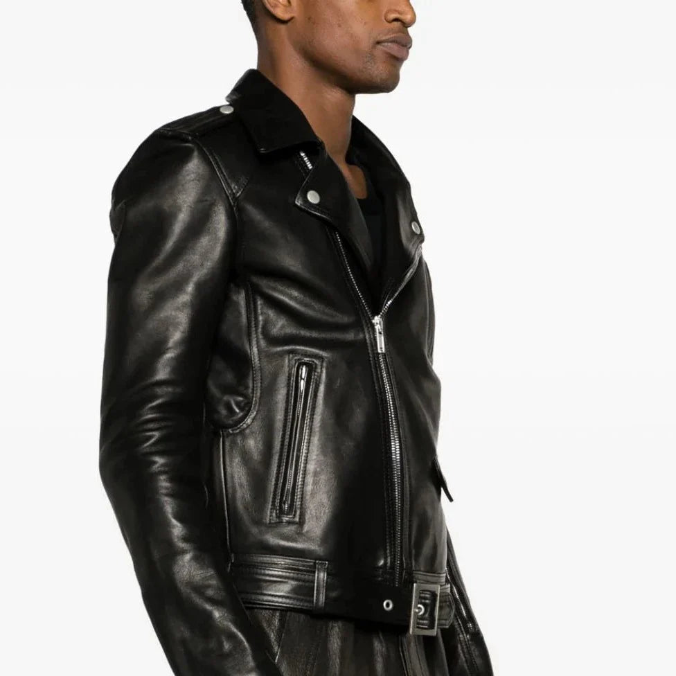 BIKER BLACK LEATHER ACKET