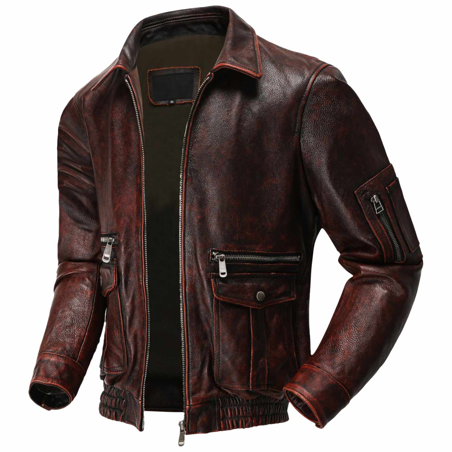 MEN'S RED AVIATOR  LEATHER JACKET