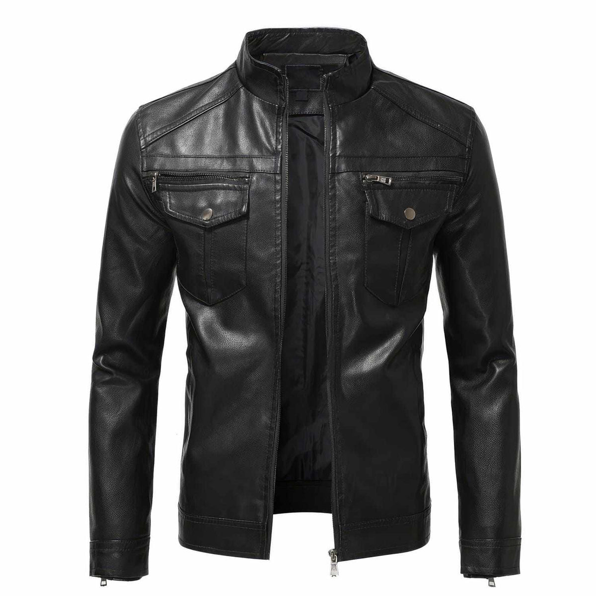 Schwarze Racer Vintage Lederjacke für Herren