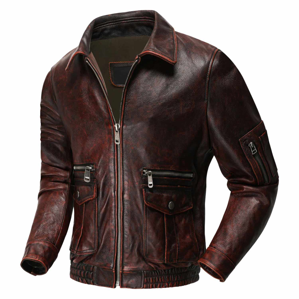 MEN'S RED AVIATOR  LEATHER JACKET