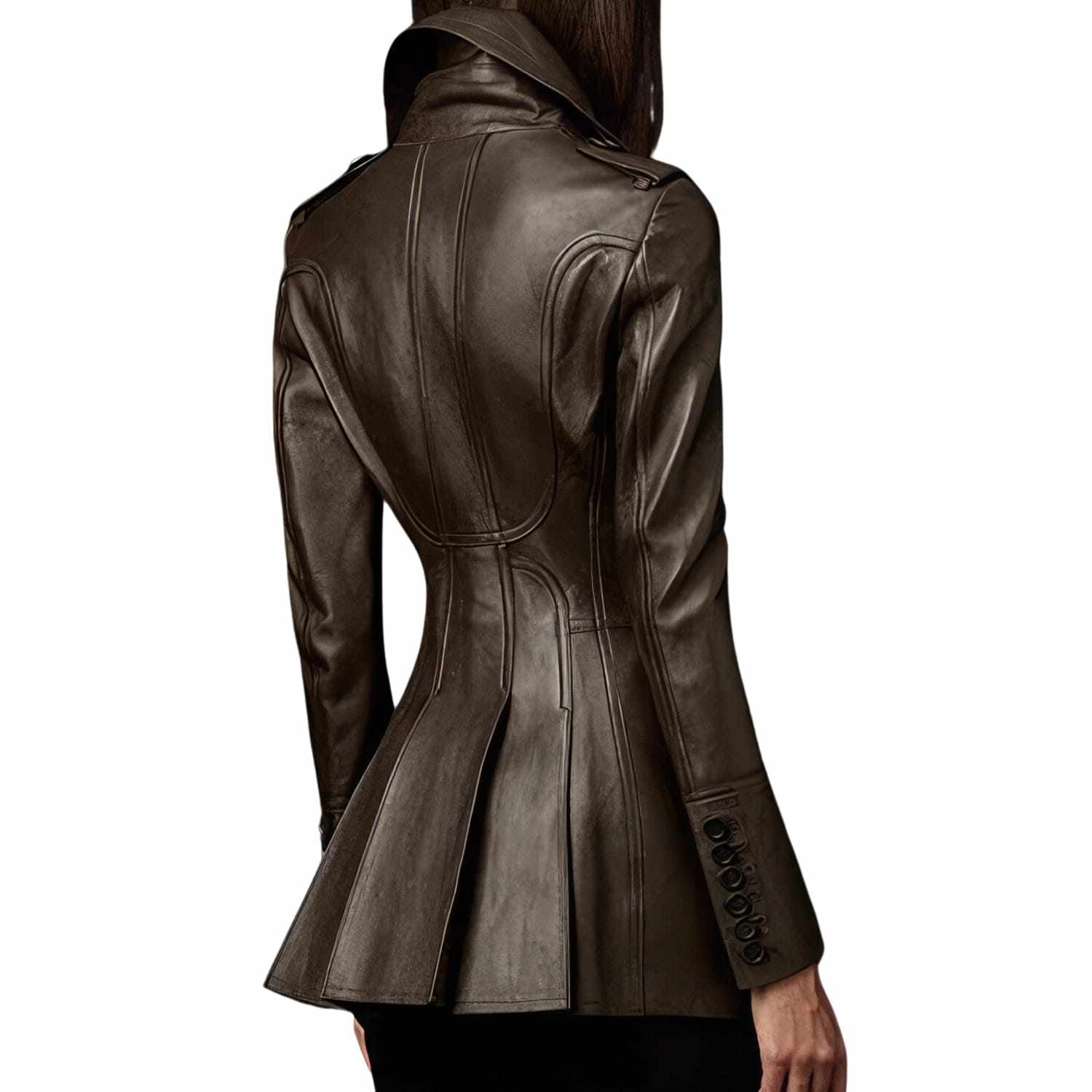 Kaffeebrauner zweireihiger Trenchcoat im britischen Stil für Damen