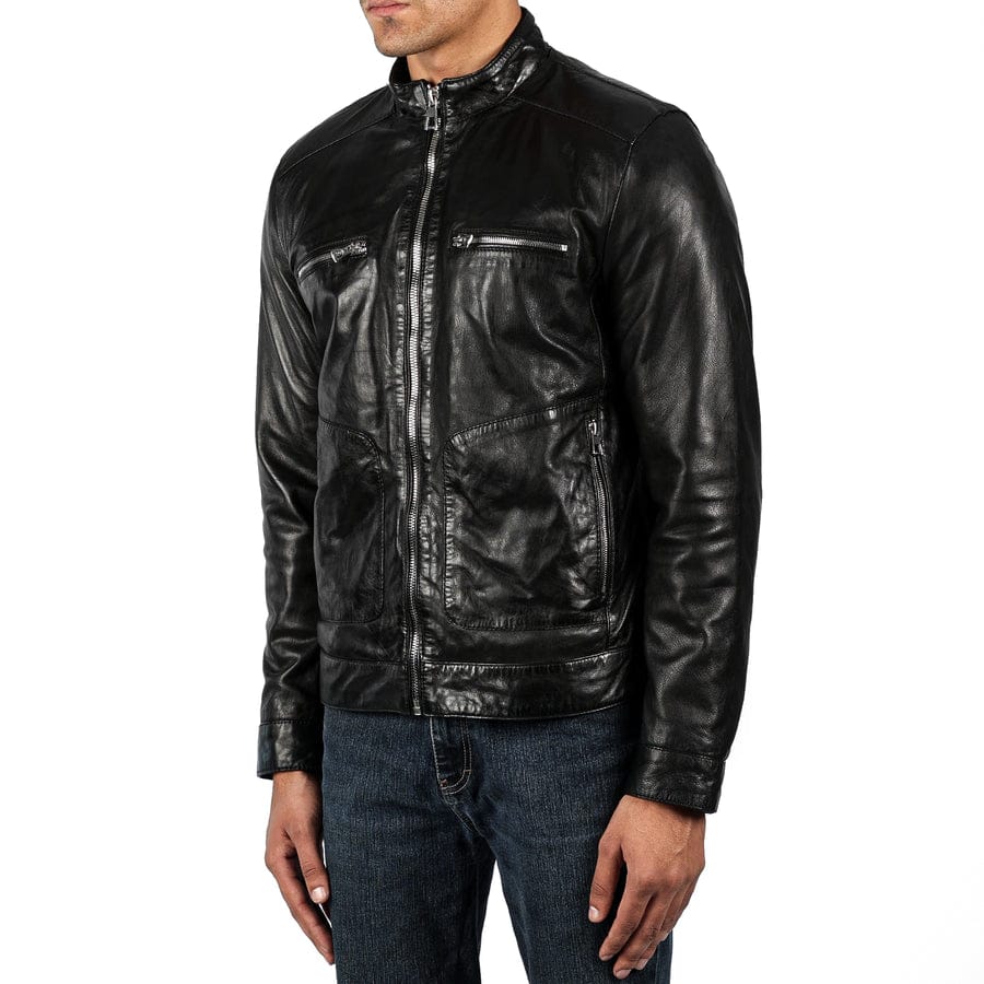 Schwarze Lederjacke