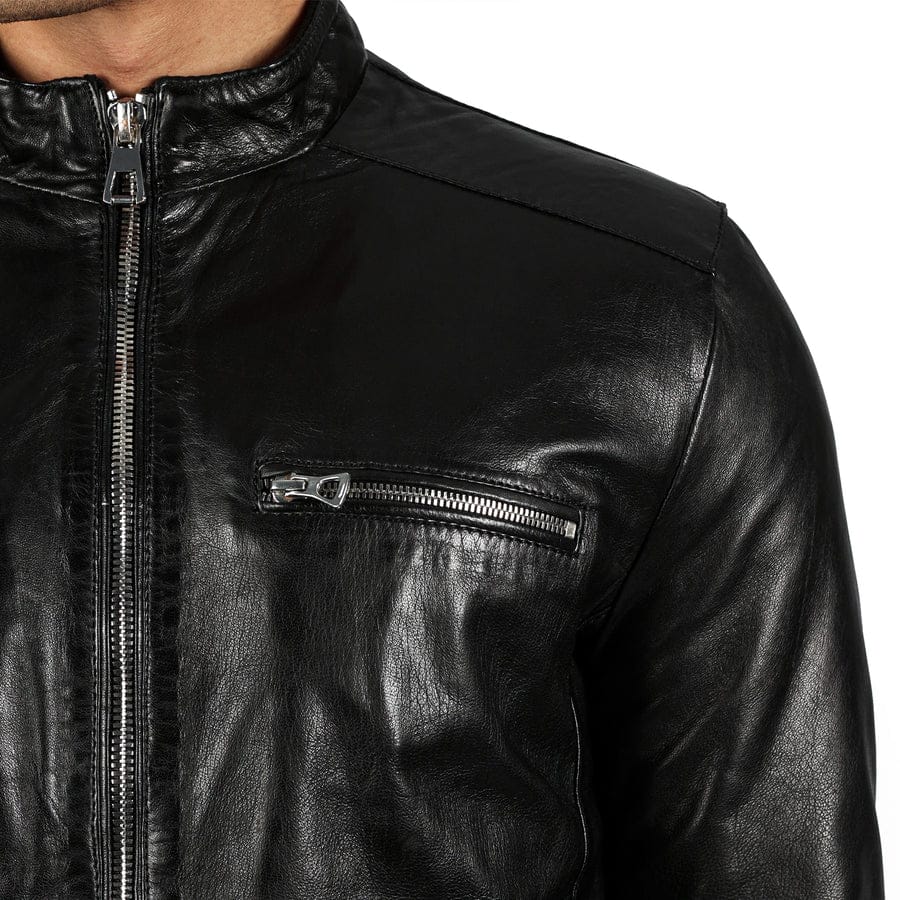 Schwarze Lederjacke